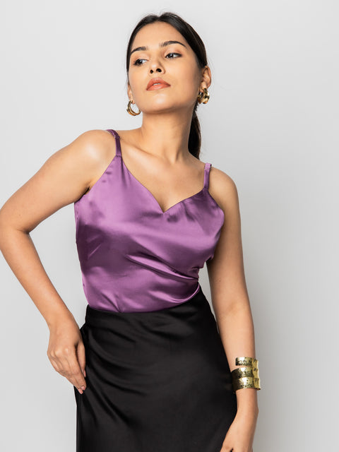 PLUM SATIN CAMI TOP