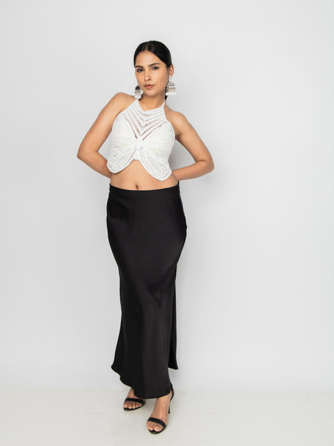 WHITE CROCHET BUTTERFLY HALTER TOP
