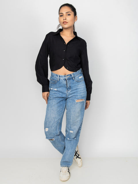 BLACK CROP SHIRT