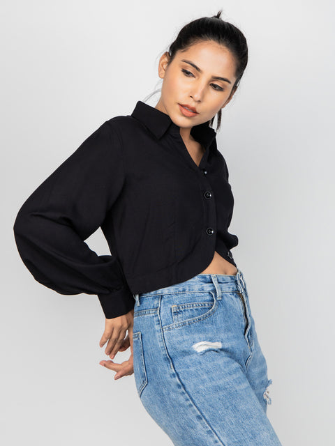 BLACK CROP SHIRT