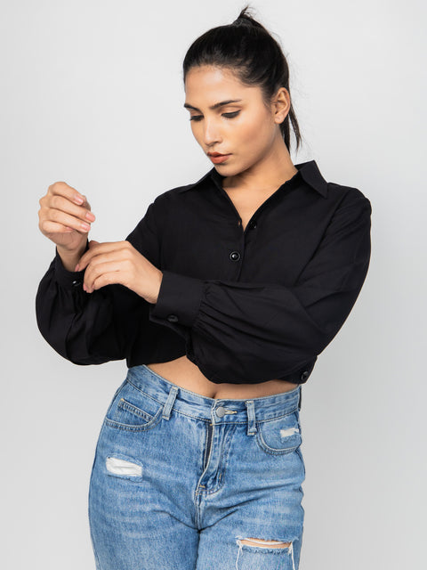 BLACK CROP SHIRT