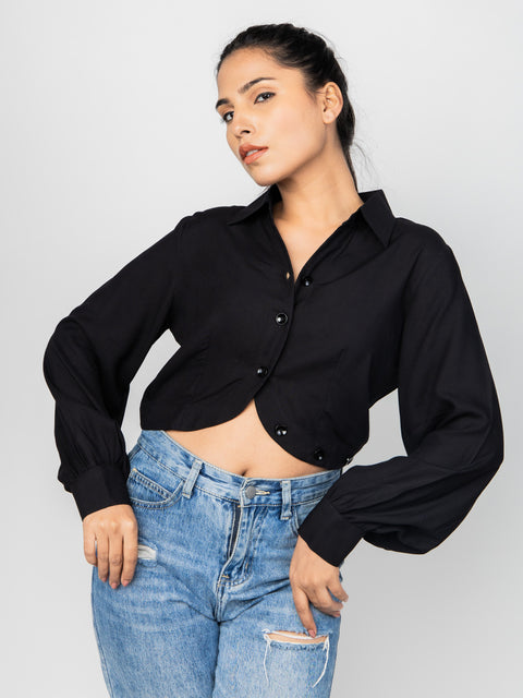 BLACK CROP SHIRT