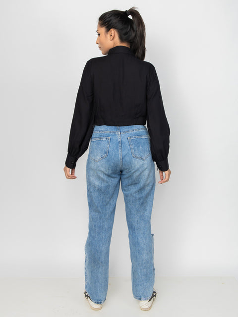 BLACK CROP SHIRT