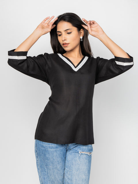 BLACK V-NECK KURTI