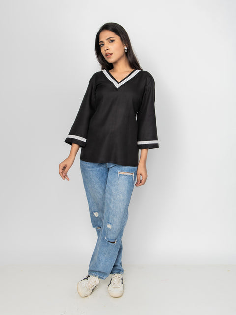 BLACK V-NECK KURTI