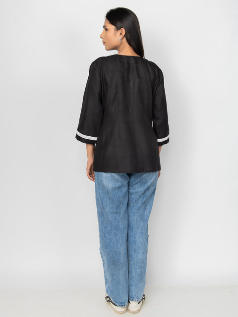 BLACK V-NECK KURTI