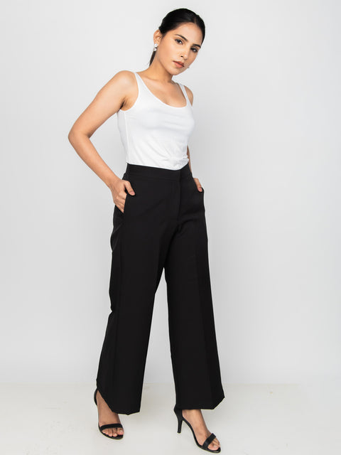 BLACK WIDE LEG PANTS