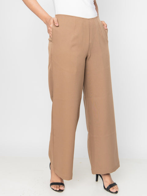 BROWN STRAIGHT FIT SEAMLESS PANTS