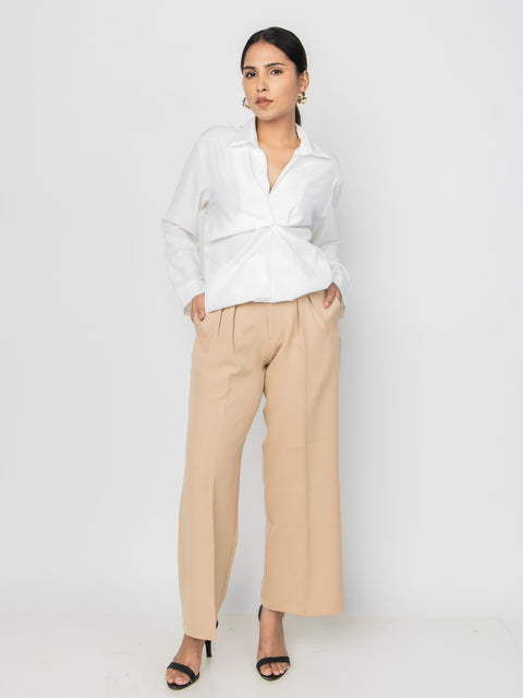 IVORY TWIST DRAPE SHIRT