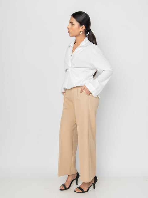 IVORY TWIST DRAPE SHIRT