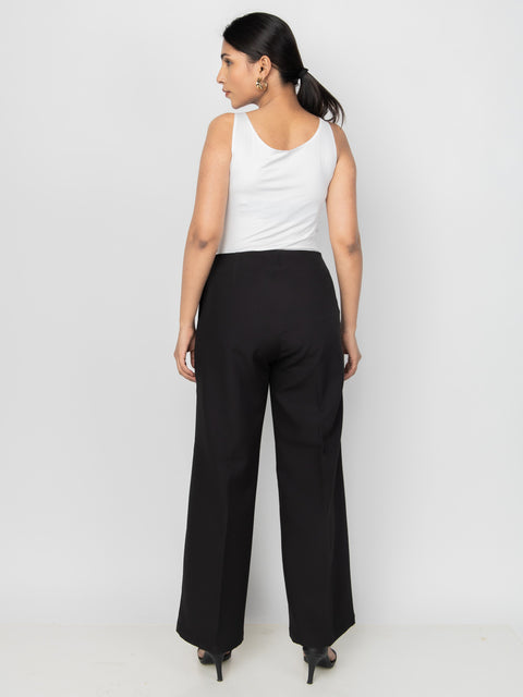 BLACK STRAIGHT FIT SEAMLESS PANTS