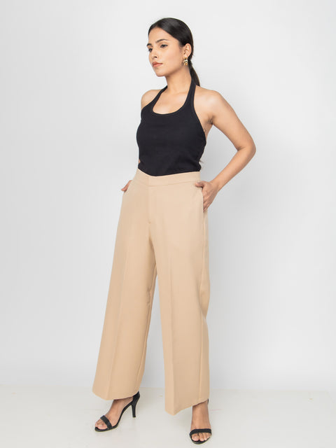 WIDE LEG BEIGE PANTS