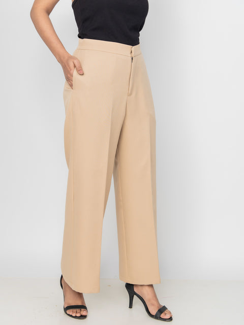 WIDE LEG BEIGE PANTS