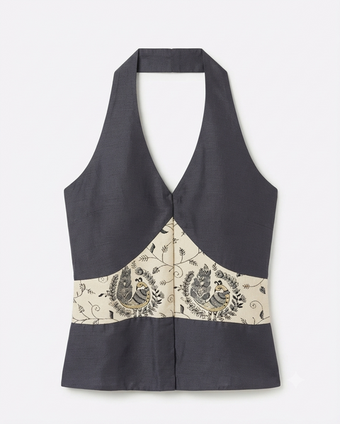 charcoal grey halter neck top