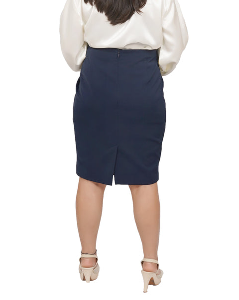 Navy Blue Straight Fit Skirt