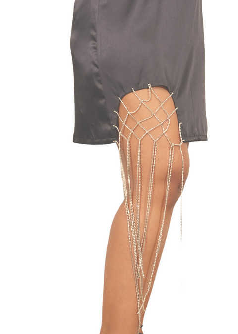 Black Rhinestone Drizzle Dress